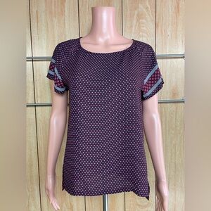 LOFT Burgundy Polka Dot Blouse SZ - XS